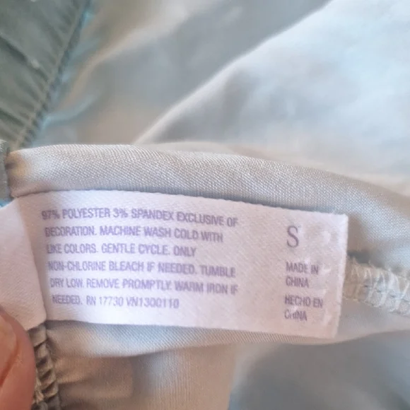 Stars Above Sky Green Satin Like Sleepwear Size S - Picture 4 of 5